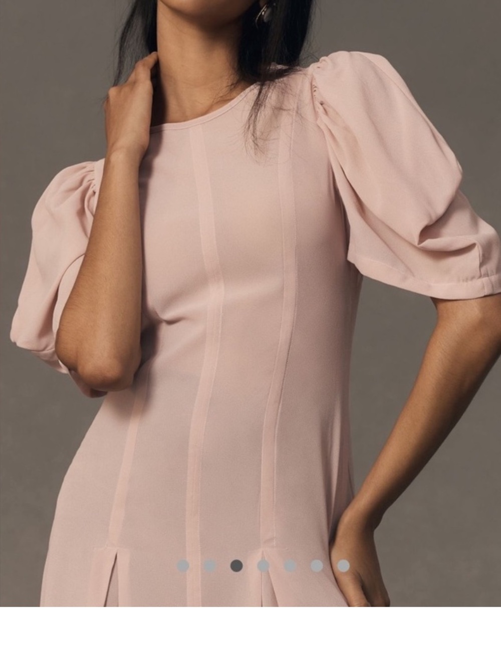 Anthropologie Blush Pink Midi Dress with Puff Sleeves - Picture 3 of 6